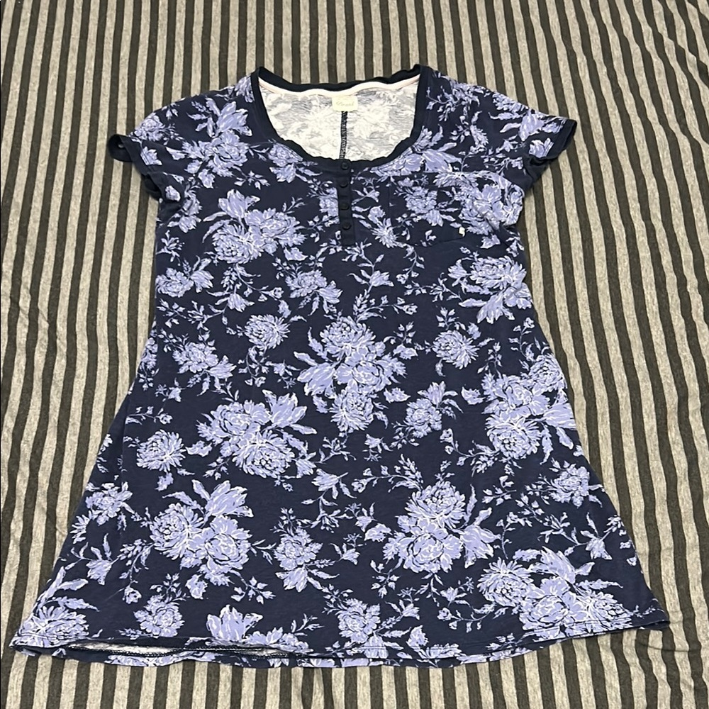 Lucky Brand | Women’s Floral Henley T-Shirt Dress w/ Pocket | Size Large - Picture 2 of 5